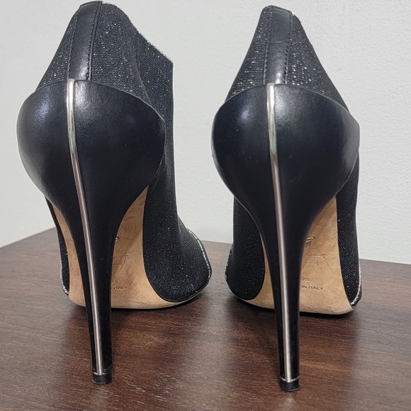 🤩Host Pick❤️Diane Von Furstenburg Canvas Black Bootie Heels Women's Size 10B - Picture 14 of 16